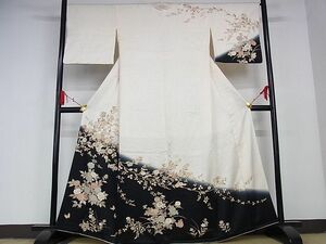 平和屋-こころ店■訪問着　駒刺繍　枝花文　暈し染め　金彩　正絹　逸品　AAAD6036Bjd