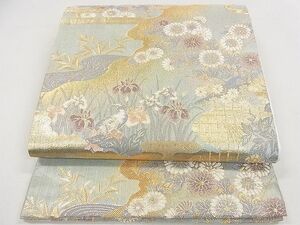 平和屋2◎六通柄袋帯　流水花鳥文　金糸　逸品　DAAC3238mz