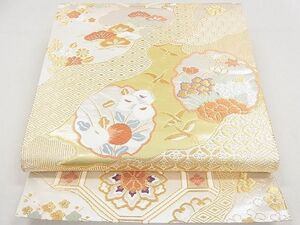 平和屋2◎六通柄袋帯　吉祥草花文　プラチナ箔二重織　逸品　DAAC3239mz