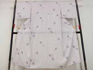 平和屋-こころ店■夏物　小紋　絽　間道　着丈147.5cm　裄丈67cm　正絹　逸品　mop4050