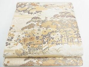 平和屋2◎アンティーク　大正ロマン　丸帯　花籬文　金糸　逸品　DAAA3716rt