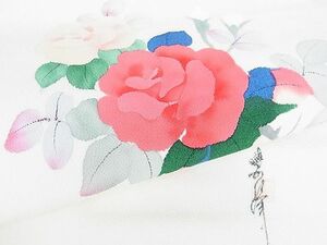 平和屋2■九寸名古屋帯　作家物　草花文　手描き　鬼しぼ縮緬　逸品　DAAB2938az