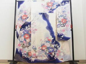 平和屋野田店■豪華振袖　花車文　暈し染め　金彩　逸品　BAAD1724hj