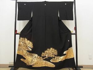 平和屋野田店■豪華黒留袖　作家物　駒刺繍　浜松文様　金彩　逸品　BAAC4919sa