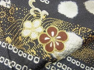 平和屋野田店■訪問着　絞り　駒刺繍　斜め短冊梅唐草文　金彩　逸品　BAAD4203xi