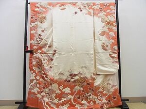 平和屋野田店■豪華振袖　駒刺繍　雪輪松竹梅吉祥花文　暈し染め　金彩　逸品　BAAD2545cw