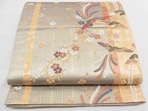 平和屋野田店◎六通柄袋帯　唐織　鳳凰草花文　金糸　逸品　BAAA4928hz