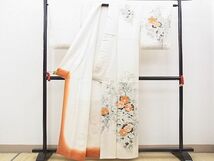 平和屋野田店■訪問着　手描き　菊椿文　逸品　BAAC1041hv_画像2