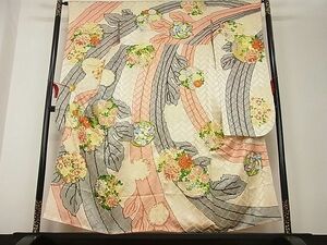 平和屋-こころ店■豪華振袖　駒刺繍　花丸文　金彩　正絹　逸品　AAAD5330Aja