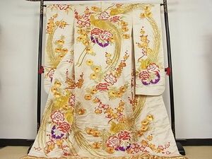  flat peace shop - here . shop # finest quality colorful wedding kimono piece embroidery phoenix flower car writing gold silver thread silk excellent article AAAB8236A-br
