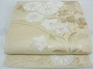 平和屋-こころ店■夏物　六通柄袋帯　草花文　金銀糸　正絹　逸品　AAAD6580Awj