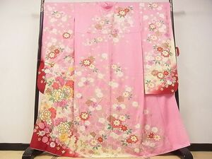  flat peace shop - here . shop # gorgeous long-sleeved kimono Mai flower writing Sakura .... dyeing gold paint silk excellent article AAAD4495Ata