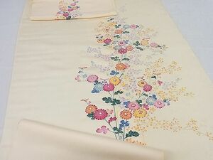 平和屋-こころ店■付下げ　友禅　反物　着尺　草花文　丹後ちりめん　正絹　逸品　未使用　AAAC5814Boa