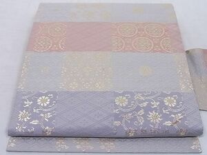 平和屋-こころ店■九寸名古屋帯　花丸文　金糸　正絹　逸品　AAAD3432Aaz