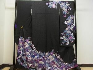  flat peace shop 1# gorgeous long-sleeved kimono aperture stop .. flower silver through . ground excellent article CAAB4984vf