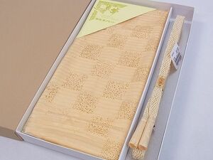 平和屋1■夏物　和装小物　上質な帯締め・帯揚げセット　絽　市松　桔梗撫子地紋　ラメ糸　逸品　未使用　CAAB2161ju