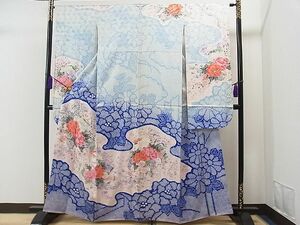  flat peace shop 1# gorgeous long-sleeved kimono aperture stop fan paper .. flower writing .. dyeing gold paint excellent article CAAB2555yc