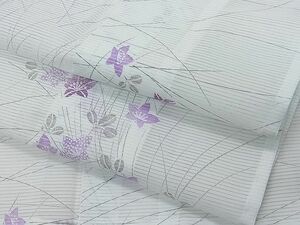 平和屋1■夏物　小紋　絽　手描き　草花文　洗える着物　CAAB5201ua