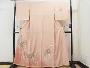 平和屋1■訪問着　雪輪扇面枝垂れ花文　暈し染め　金銀彩　逸品　CAAB2517yc