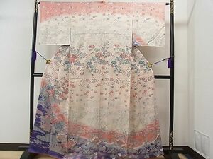 平和屋1■訪問着　友禅　竜田川牡丹花文　暈し染め　金彩　逸品　CAAB2557yc