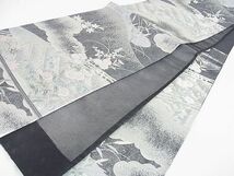 平和屋2■夏物　六通柄袋帯　雲に橋秋草　金銀糸　逸品　DAAC5261op_画像6