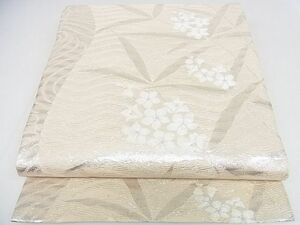 平和屋2■夏物　六通柄袋帯　草花　銀糸　逸品　DAAC5339op