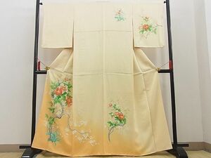 平和屋野田店■訪問着　友禅　枝花文　暈し染め　逸品　BAAD1770hj