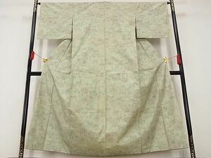 平和屋川間店◆上質な紬　流水花文　着丈153.5cm　裄丈65cm　正絹　逸品　mop3857