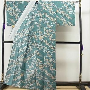 平和屋1■小紋 単衣 枝花文 洗える着物 未使用 CAAB2590ycの画像3