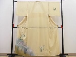 平和屋野田店■夏物　訪問着　絽　手描き　紫陽花　杜若　暈し染め　反端付き　逸品　BAAD0136pk