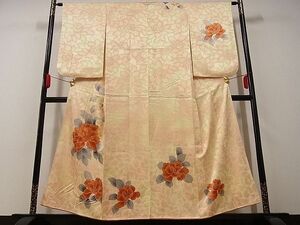 平和屋川間店◆訪問着　駒刺繍　花尽くし　椿　暈し染め　金彩　着丈154cm　裄丈62.5cm　正絹　逸品　mop1263