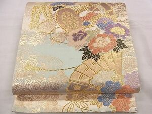 平和屋川間店■六通柄袋帯　唐織　鼓花文　金糸　逸品　eg0805