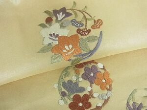 平和屋川間店■六通太鼓柄袋帯　総刺繍　草花丸文　逸品　sf1513