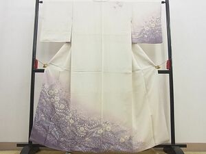 平和屋野田店■訪問着　辻が花　手描き　絞り　暈し染め　鬼しぼ縮緬　逸品　BAAD4967hj