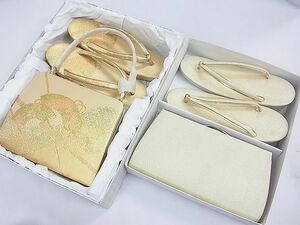  flat peace shop 1# kimono small articles Japanese clothing bag zori together 2 point fan paper . flower writing gold thread zori :M size excellent article unused equipped CAAC8964th