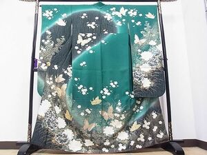 平和屋1■豪華振袖　駒刺繍　花蝶文　暈し染め　金彩　逸品　CAAB3869hy