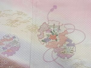 平和屋川間店■訪問着　スワトウ刺繍　雪輪草花文　暈し染め　金彩　逸品　n-ow0837