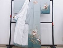 平和屋野田店■訪問着　流水菊草文　暈し染め　金銀彩　洗える着物　BAAD1519gh_画像2