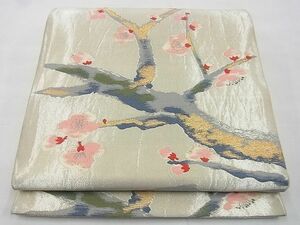 平和屋野田店◎六通柄袋帯　唐織　枝梅文　金糸　逸品　BAAD4339vj