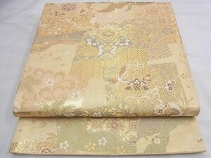 平和屋野田店◎六通柄袋帯　唐織　心倉院色紙文　金糸　逸品　BAAD5861du