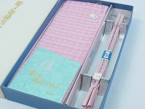 平和屋1■夏物　和装小物　上質な帯締め・帯揚げセット　絽　ドット　石竹色　逸品　未使用　CAAB2165ju