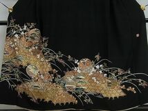 平和屋1■豪華黒留袖　作家物　駒刺繍　雪輪籬草花文　金彩　逸品　CAAB3045ut_画像3