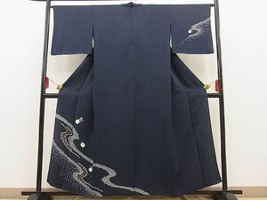 平和屋野田店■訪問着　単衣　絞り　刺繍　流水花文　金彩　逸品　BAAD1072fw