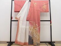 平和屋野田店■訪問着　刺繍　雪輪花文　暈し染め　金彩　逸品　BAAD0955yc_画像2