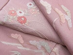 平和屋野田店■訪問着　総刺繍　相良刺繍　吉祥花松文　暈し染め　逸品　n-gh6381