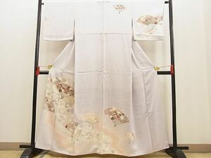 平和屋野田店■訪問着　扇面飛鶴花文　暈し染め　金彩　逸品　n-ne3115