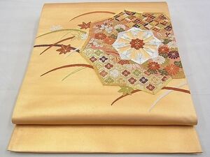 平和屋野田店■太鼓柄袋帯　唐織　駒刺繍　吉祥花文　金銀糸　逸品　n-gh5271