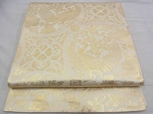 平和屋野田店◎六通柄　本袋帯　孔雀花唐草丸文　純金箔24K　逸品　BAAD5541du