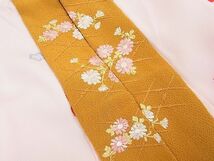 平和屋野田店■上質な長襦袢　袷　舞梅文　半衿刺繍　逸品　BAAD1175yc_画像5