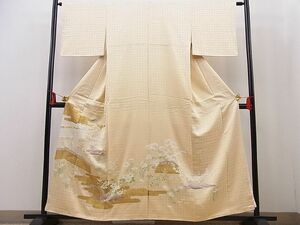 平和屋川間店■豪華色留袖　駒刺繍　松竹梅　エ霞風景花文　本金箔　逸品　n-pk4481